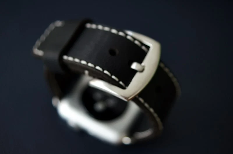 AWBF05-D123 WHITE handgefertigt Vintage Leder Uhrenarmband incl. Lugs Adapter für Apple Watch 1 und 2 (oder Apple Watch Sport) 42mm oder 38mm – Bild 4